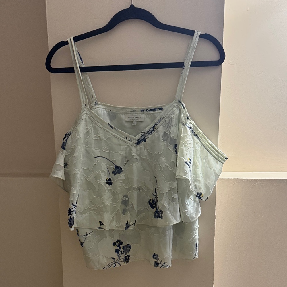 Lucky Brand Cream and Blue Floral Camisole